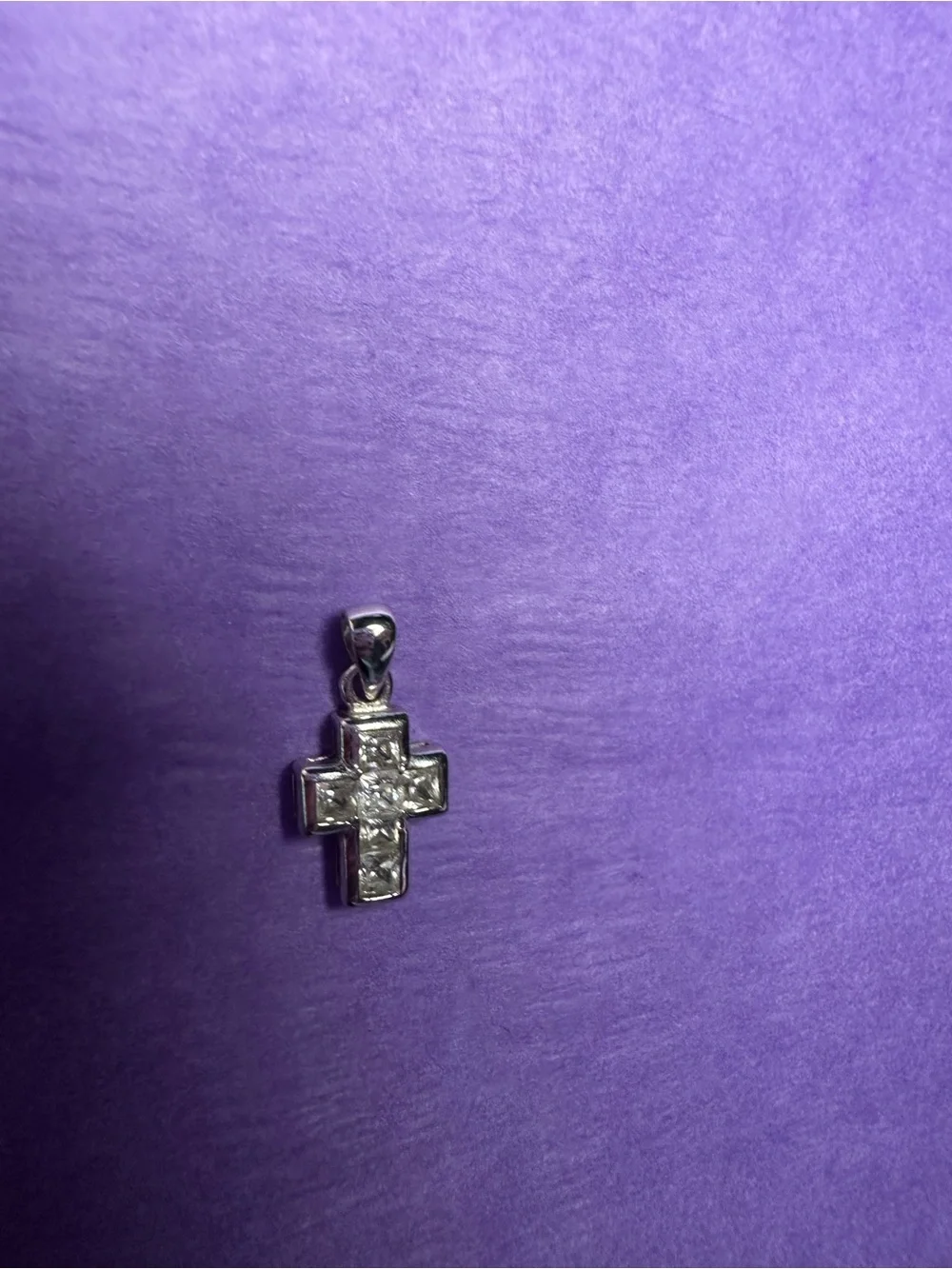 Sterling Silver Cross Pendant with Clear Stones - (pendant only) no chain - Picture 4 of 8